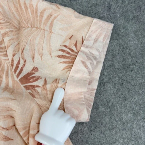 Faherty Gemina Linen Peach‎ Palms Linen Pintuck Sundress Medium Relaxed Pockets - Picture 6 of 11